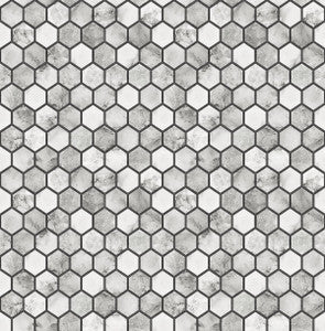 Marble Hexagon Carrara & Wrought Iron by Seabrook Wallpaper