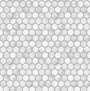 Marble Hexagon Carrara & Argos Grey by Seabrook Wallpaper