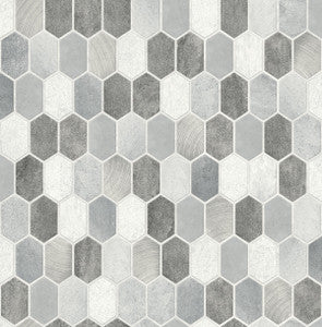 Brushed Hex Tile Icy Grey & Nickel by Seabrook Wallpaper