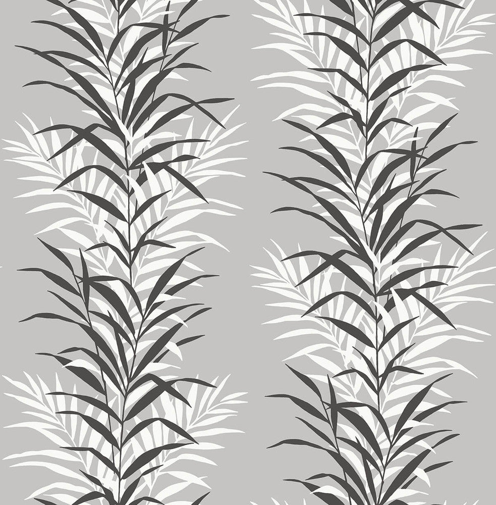 Leaf Stripe Monochrome by Seabrook Wallpaper NextWall Peel & Stick United States 30.75 20.87" 20.5" - Fabric Carolina -