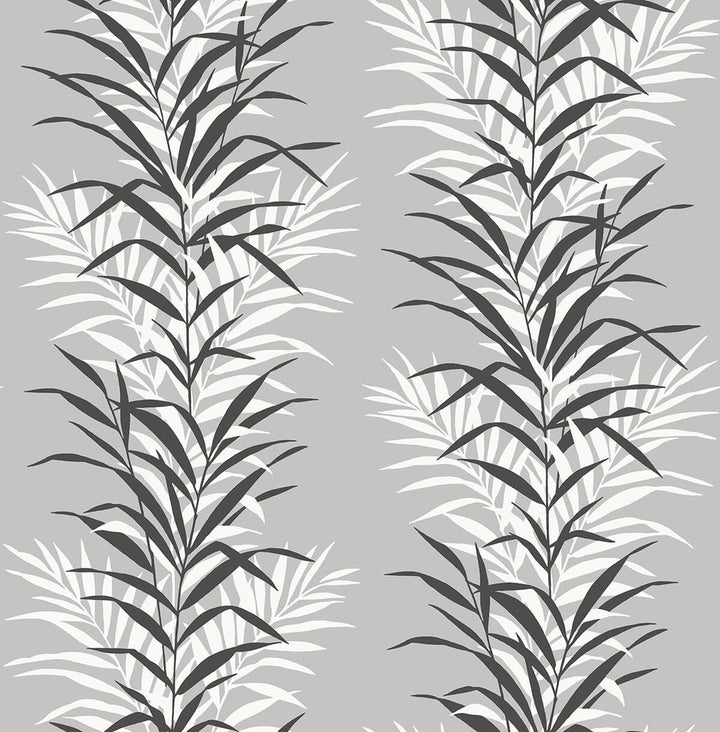 Leaf Stripe Monochrome by Seabrook Wallpaper NextWall Peel & Stick United States 30.75 20.87" 20.5" - Fabric Carolina -
