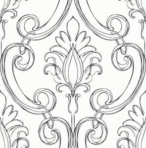 Sketched Damask Ebony by Seabrook Wallpaper