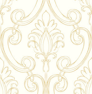 Sketched Damask Metallic Gold by Seabrook Wallpaper