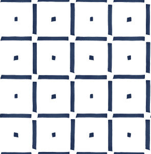 Check and Spot Navy Blue by Seabrook Wallpaper