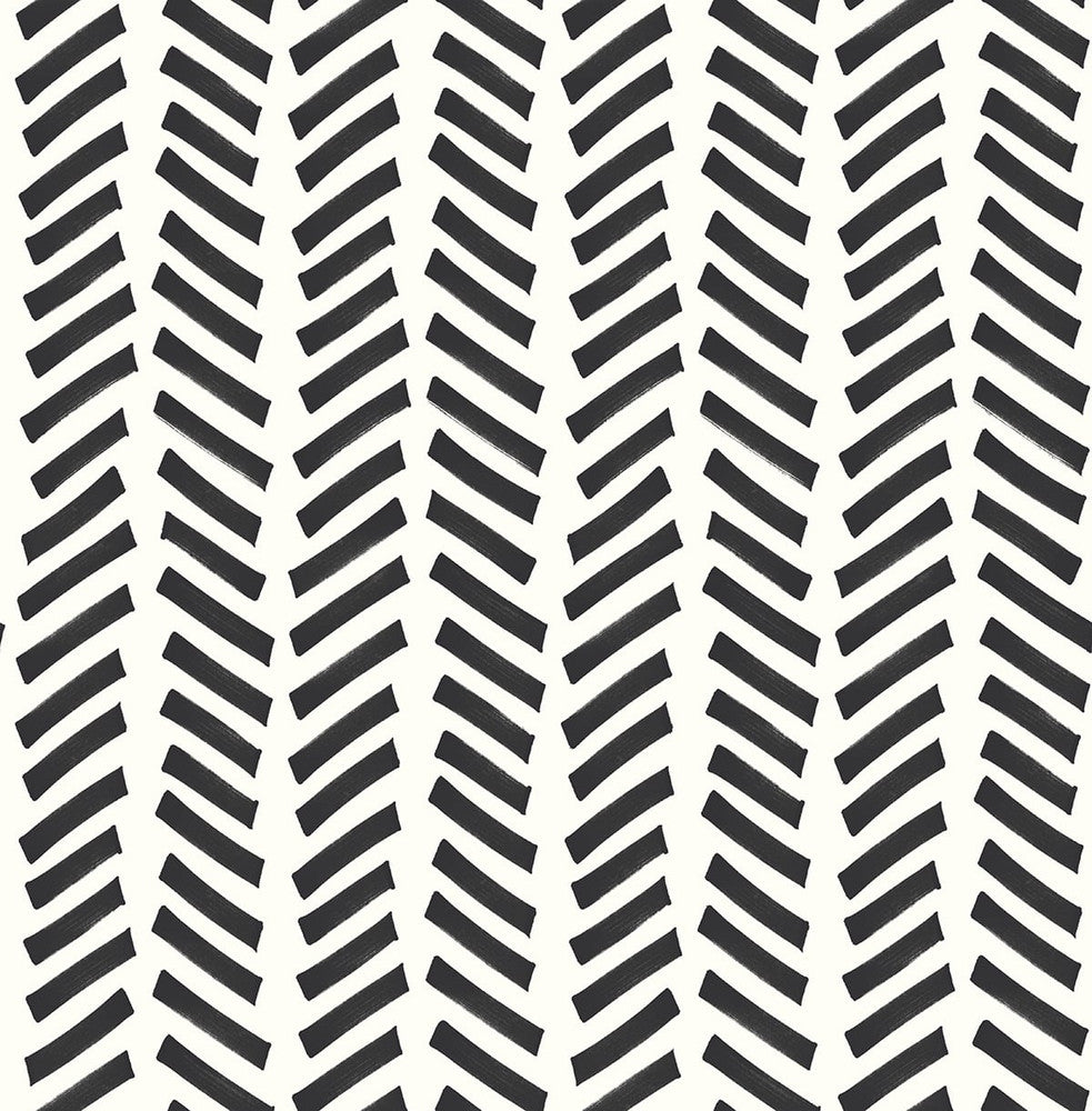 Mod Chevron Black by Seabrook Wallpaper NextWall Peel & Stick United States 30.75 20.87" 20.5" - Fabric Carolina -