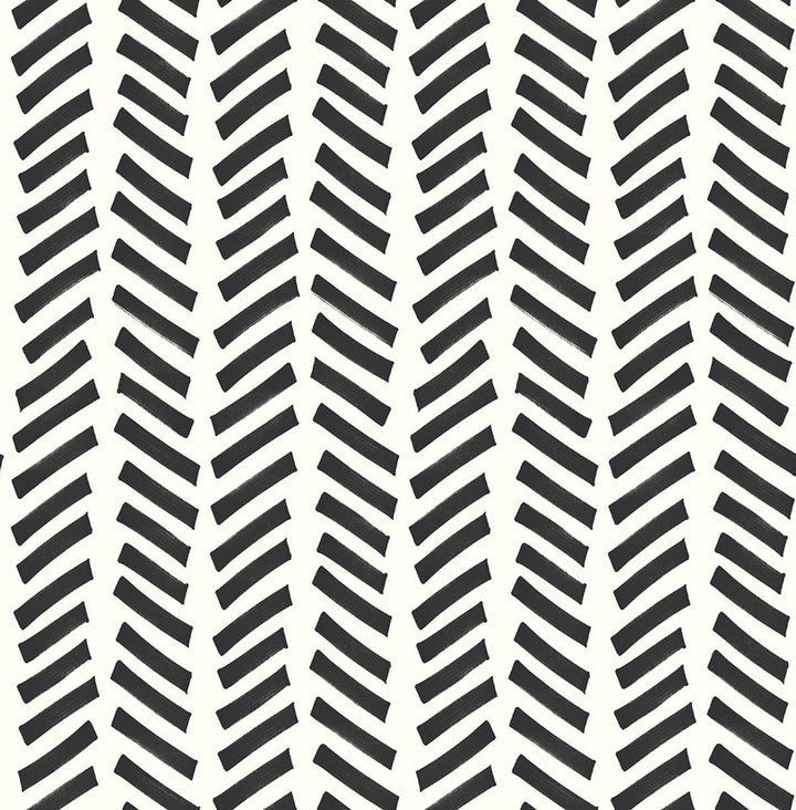 Mod Chevron Black by Seabrook Wallpaper NextWall Peel & Stick United States 30.75 20.87" 20.5" - Fabric Carolina -