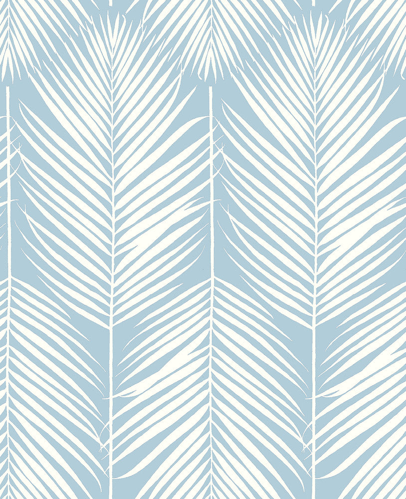 Palm Silhouette Hampton Blue by Seabrook Wallpaper NextWall Peel & Stick United States 30.75 25.2" 20.5" - Fabric Carolina -