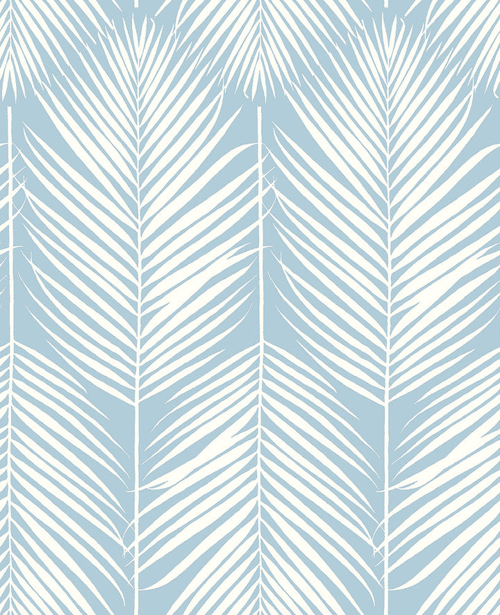 Palm Silhouette Hampton Blue by Seabrook Wallpaper NextWall Peel & Stick United States 30.75 25.2" 20.5" - Fabric Carolina -