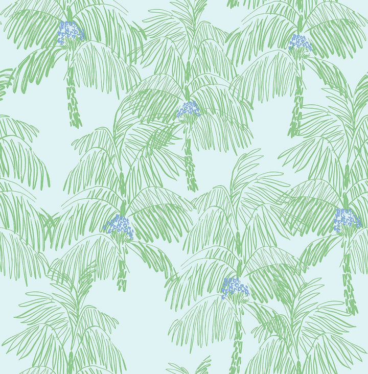 Palm Beach Baby Blue & Seafoam by Seabrook Wallpaper NextWall Peel & Stick United States 30.75 20.87" 20.5" - Fabric Carolina -