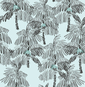 Palm Beach Sky Blue & Black by Seabrook Wallpaper