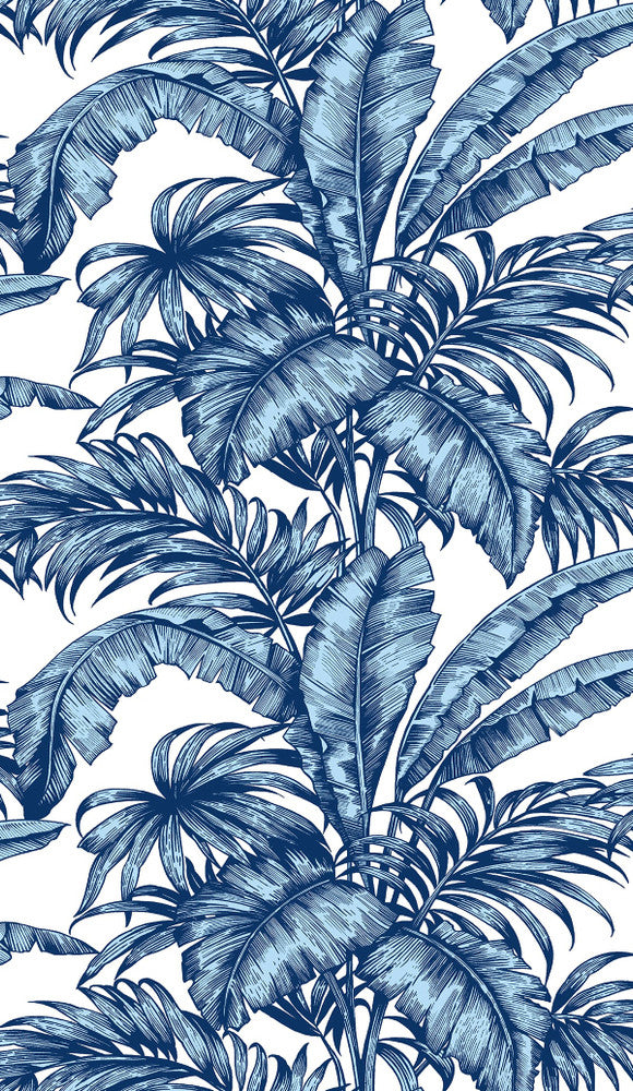 Palm Jungle Marine Blue by Seabrook Wallpaper NextWall Peel & Stick United States 30.75 18" 20.9" - Fabric Carolina -