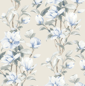 Magnolia Trail Linen & French Blue by Seabrook Wallpaper