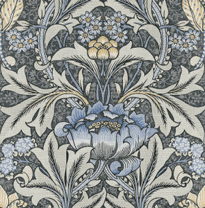 Acanthus Floral Charcoal & Carolina Blue by Seabrook Wallpaper