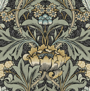 Acanthus Floral Charocal & Goldenrod by Seabrook Wallpaper