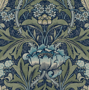 Acanthus Floral Denim & Sage by Seabrook Wallpaper