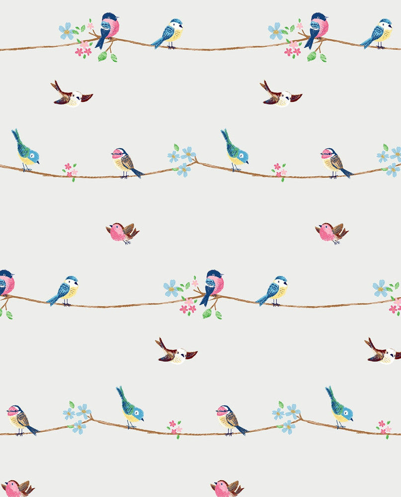 Sweet Tweet Multicolored by Seabrook Wallpaper NextWall Peel & Stick United States 30.75 25.2" 20.5" - Fabric Carolina -