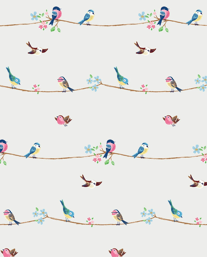 Sweet Tweet Multicolored by Seabrook Wallpaper NextWall Peel & Stick United States 30.75 25.2" 20.5" - Fabric Carolina -