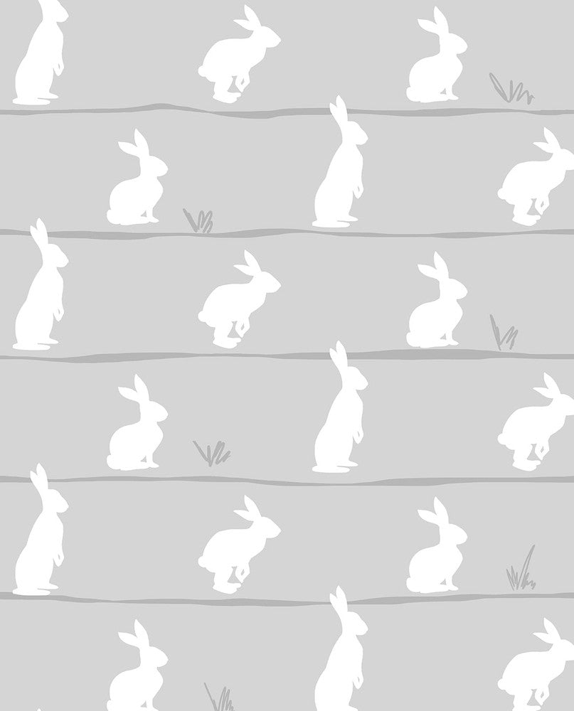 Bunny Trail Daydream Grey by Seabrook Wallpaper NextWall Peel & Stick United States 30.75 25.2" 20.5" - Fabric Carolina -