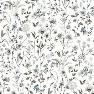 Wildflowers Charcoal & Bluestone by Seabrook Wallpaper