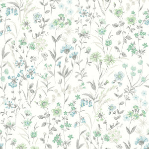 Wildflowers Dew Drop & Spring Green by Seabrook Wallpaper