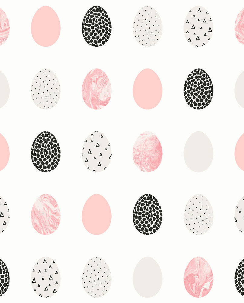 Mod Eggs Pink & Black by Seabrook Wallpaper NextWall Peel & Stick United States 30.75 25.2" 20.5" - Fabric Carolina -