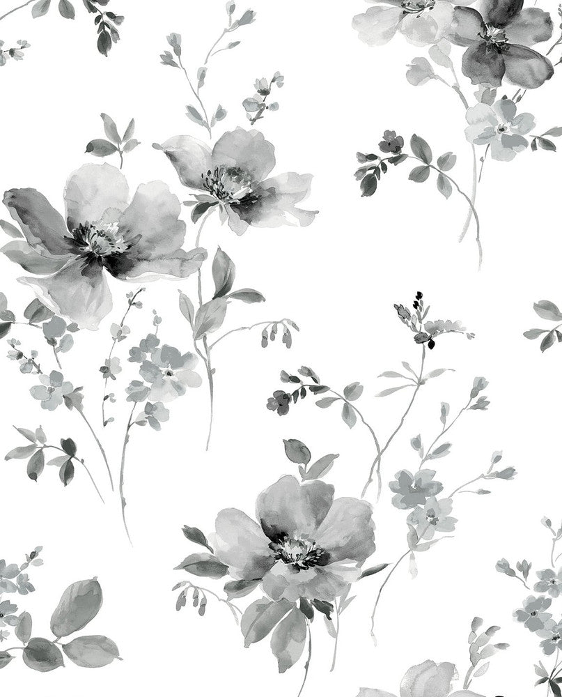 Watercolor Windflower Inkwell & Heather by Seabrook Wallpaper NextWall Peel & Stick United States 30.75 25.2" 20.5" - Fabric Carolina -