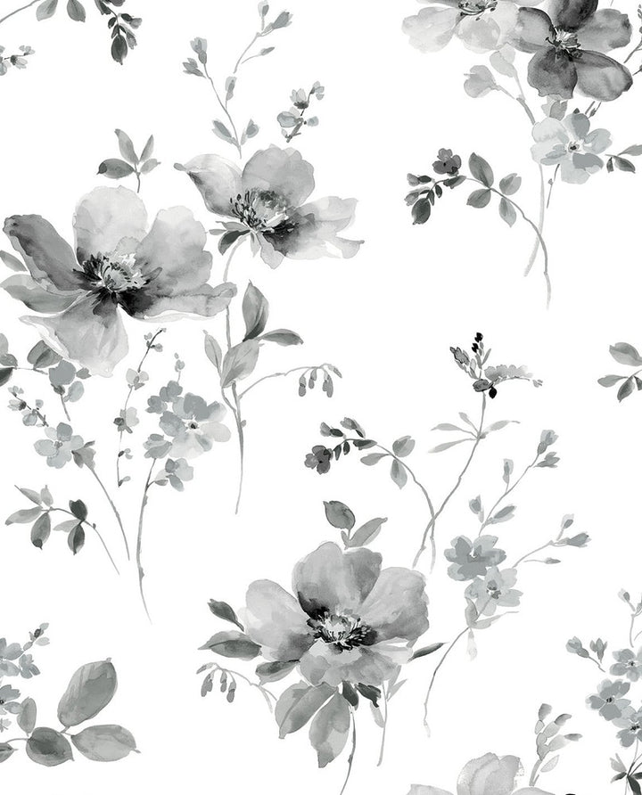 Watercolor Windflower Inkwell & Heather by Seabrook Wallpaper NextWall Peel & Stick United States 30.75 25.2" 20.5" - Fabric Carolina -
