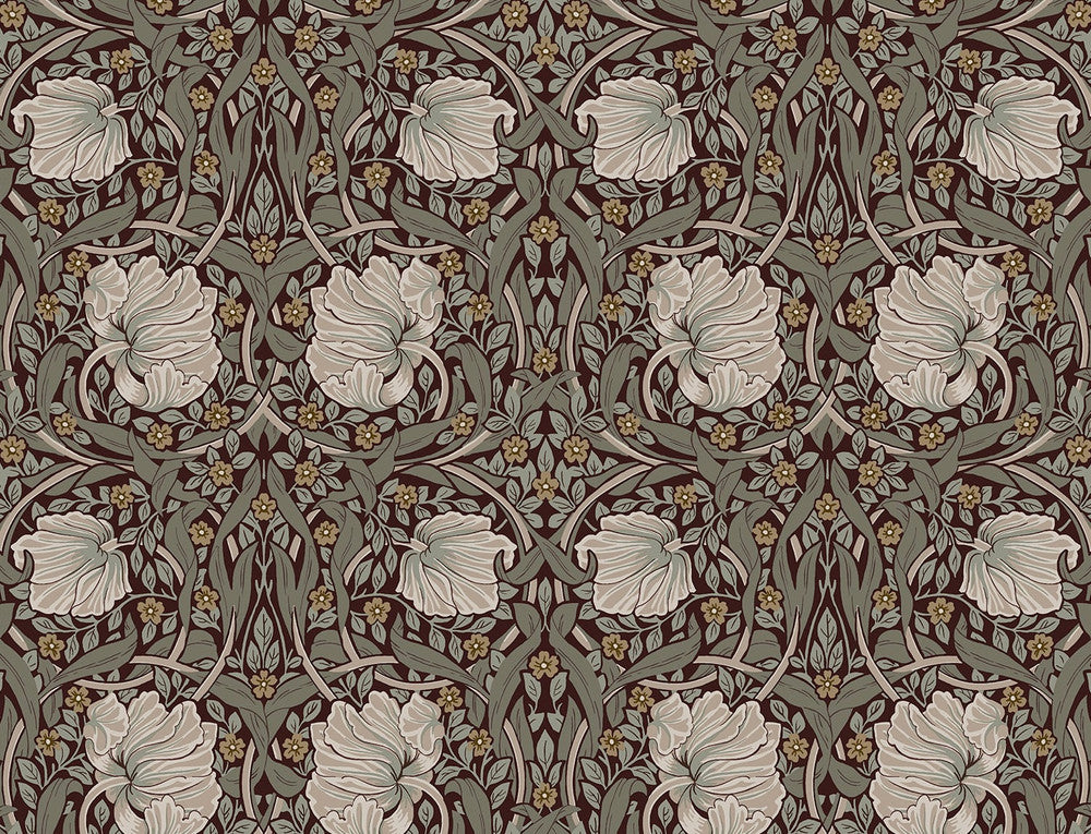 Pimpernel Floral Auburn & Eucalyptus by Seabrook Wallpaper NextWall Peel & Stick United States 40.5 10.43" 27" - Fabric Carolina -