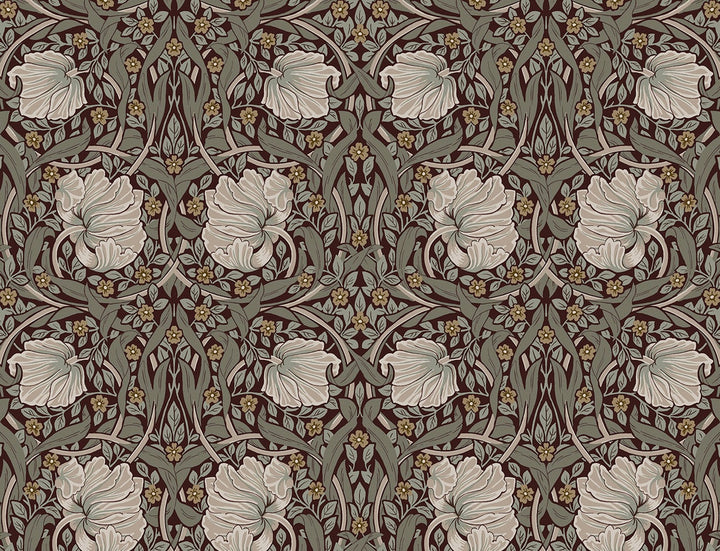 Pimpernel Floral Auburn & Eucalyptus by Seabrook Wallpaper NextWall Peel & Stick United States 40.5 10.43" 27" - Fabric Carolina -