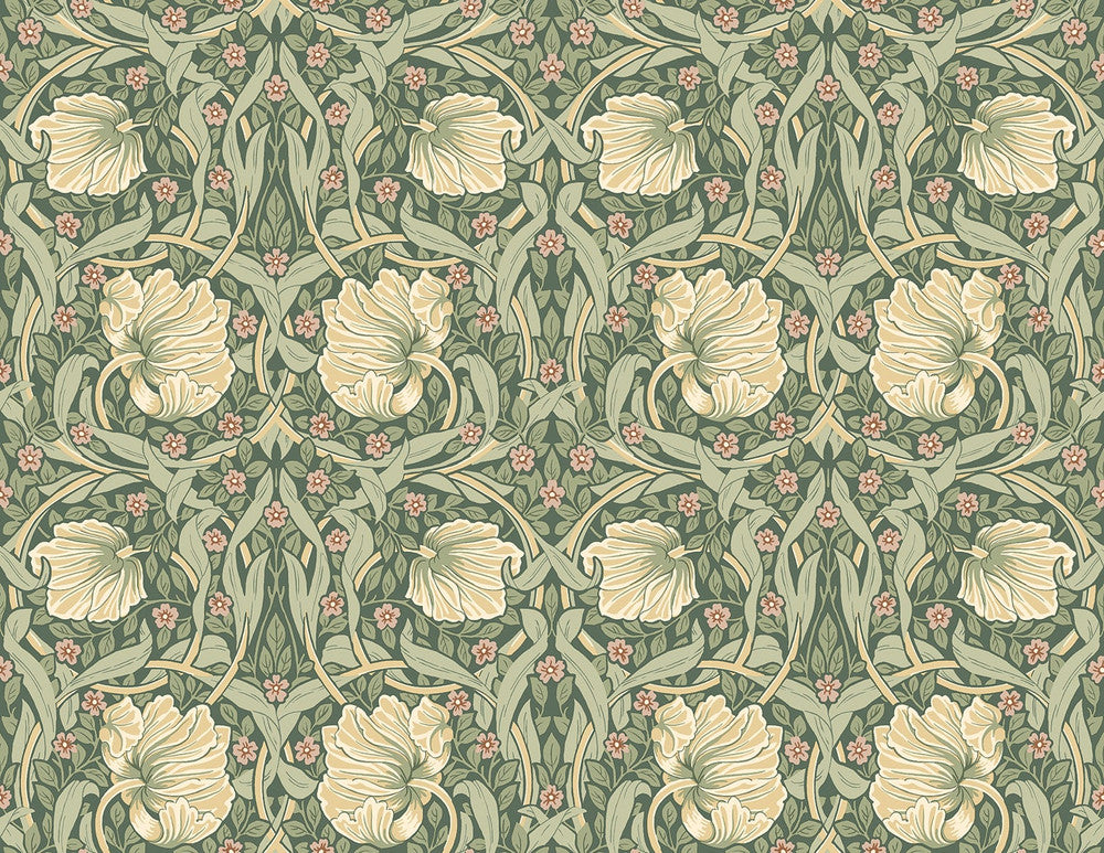 Pimpernel Floral Gardenia & Sage by Seabrook Wallpaper NextWall Peel & Stick United States 40.5 10.43" 27" - Fabric Carolina -