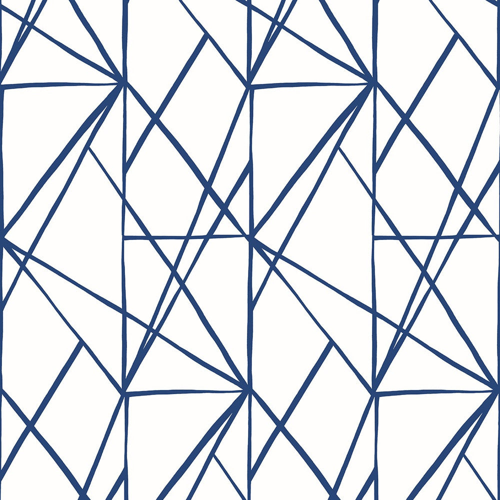 Quartz Geo Navy Blue by Seabrook Wallpaper NextWall Peel & Stick United States 30.75 25.2" 20.5" - Fabric Carolina -