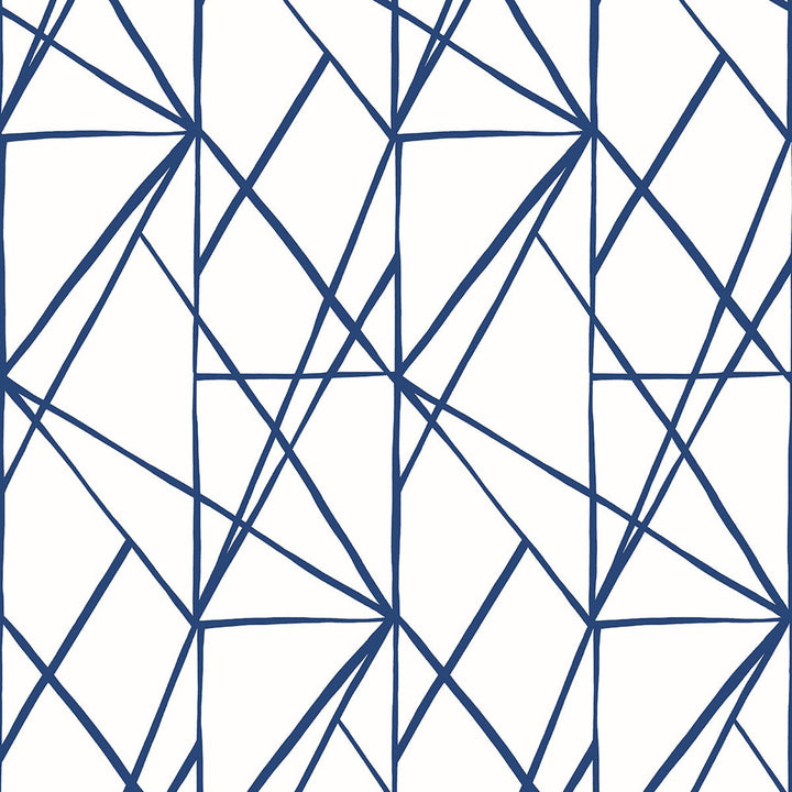 Quartz Geo Navy Blue by Seabrook Wallpaper NextWall Peel & Stick United States 30.75 25.2" 20.5" - Fabric Carolina -