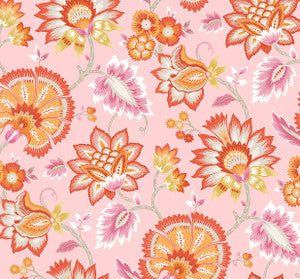 Jacobean Blossom Floral Bubblegum Pink by Seabrook Wallpaper