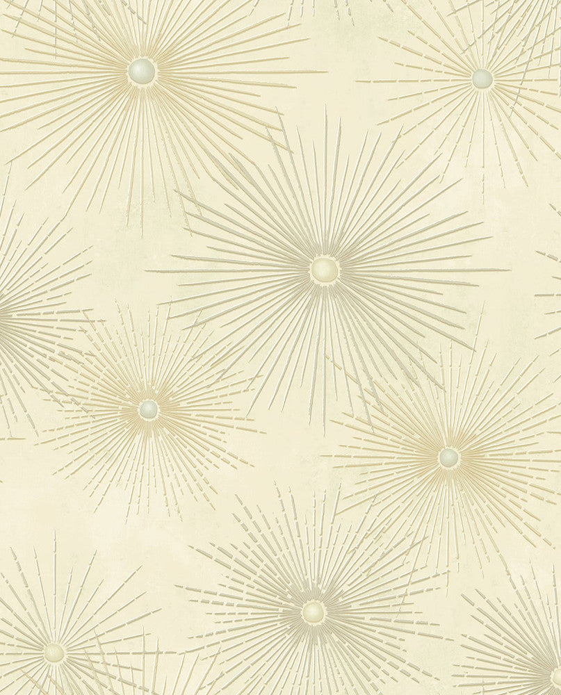 Starburst Geo Ivory & Metallic Gold by Seabrook Wallpaper NextWall Peel & Stick United States 30.75 25.2" 20.5" - Fabric Carolina -