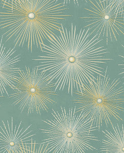 Starburst Geo Teal & Metallic Gold by Seabrook Wallpaper
