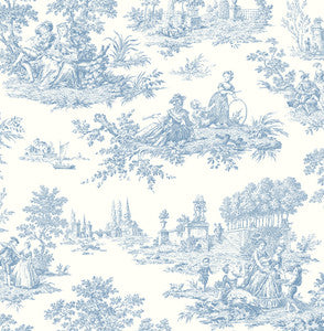 Chateau Toile Blue Bell by Seabrook Wallpaper