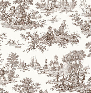Chateau Toile Sable Brown by Seabrook Wallpaper