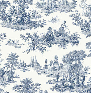 Chateau Toile Navy Blue by Seabrook Wallpaper