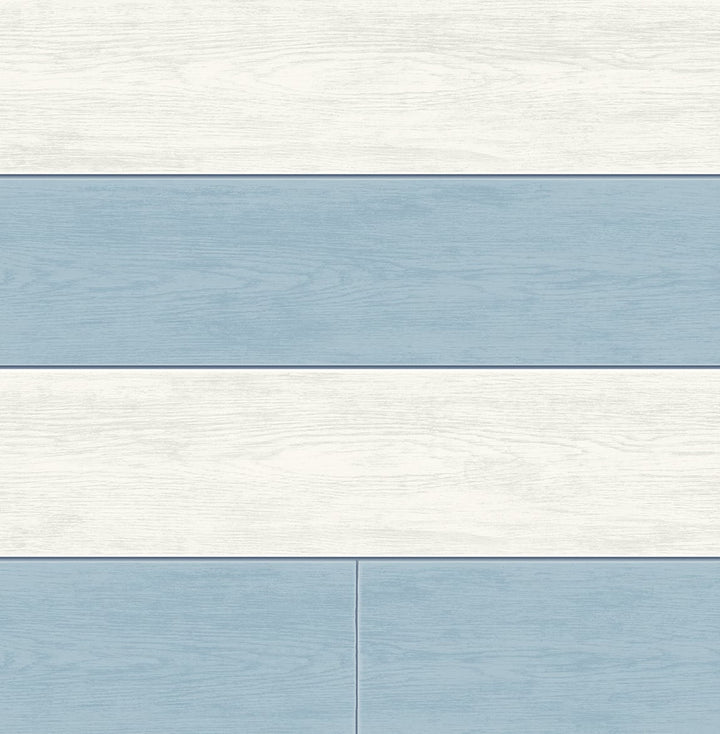 Two Toned Shiplap Carolina Blue by Seabrook Wallpaper NextWall Peel & Stick United States 30.75 20.87" 20.5" - Fabric Carolina -