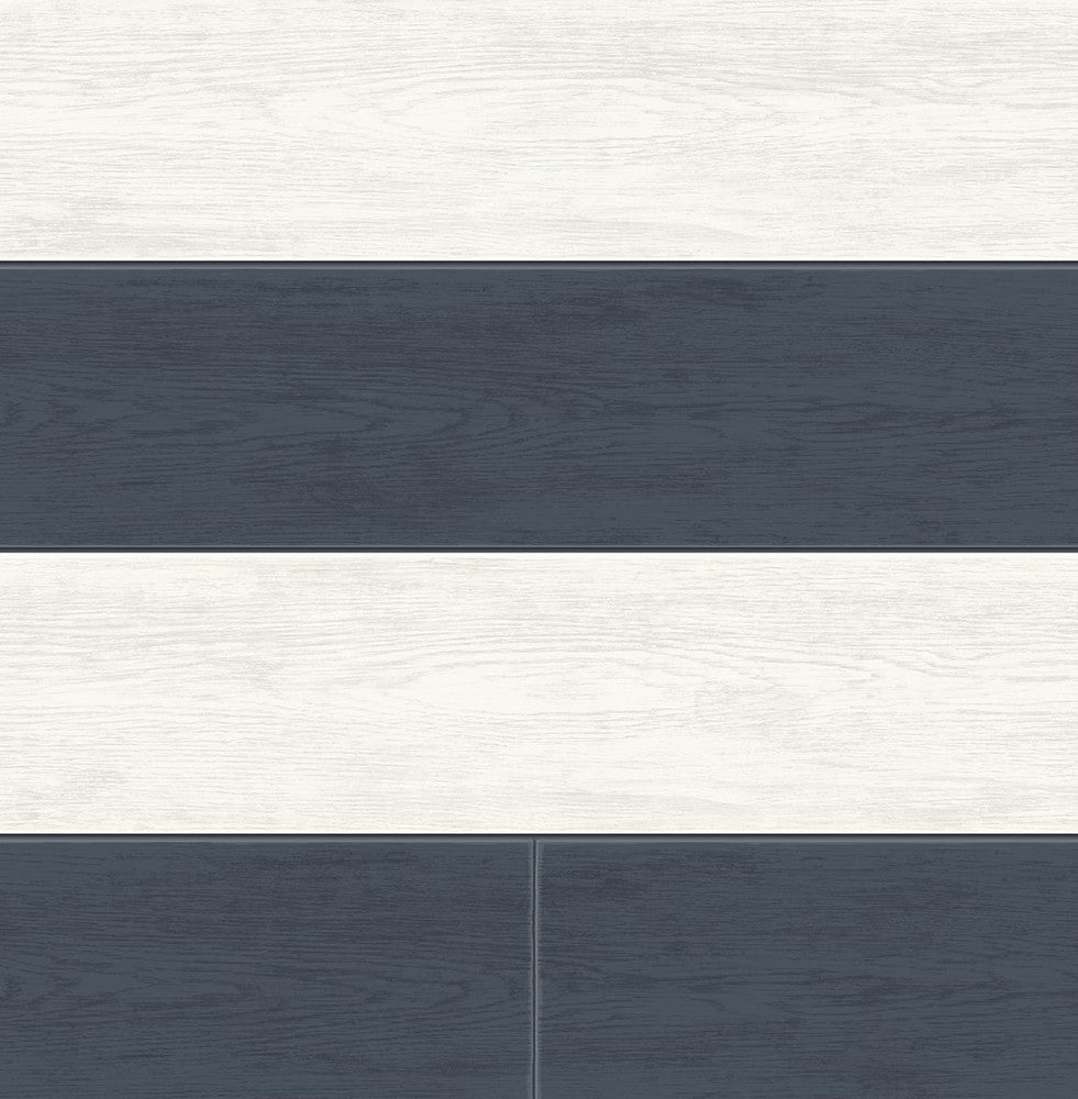 Two Toned Shiplap Navy Blue by Seabrook Wallpaper NextWall Peel & Stick United States 30.75 20.87" 20.5" - Fabric Carolina -