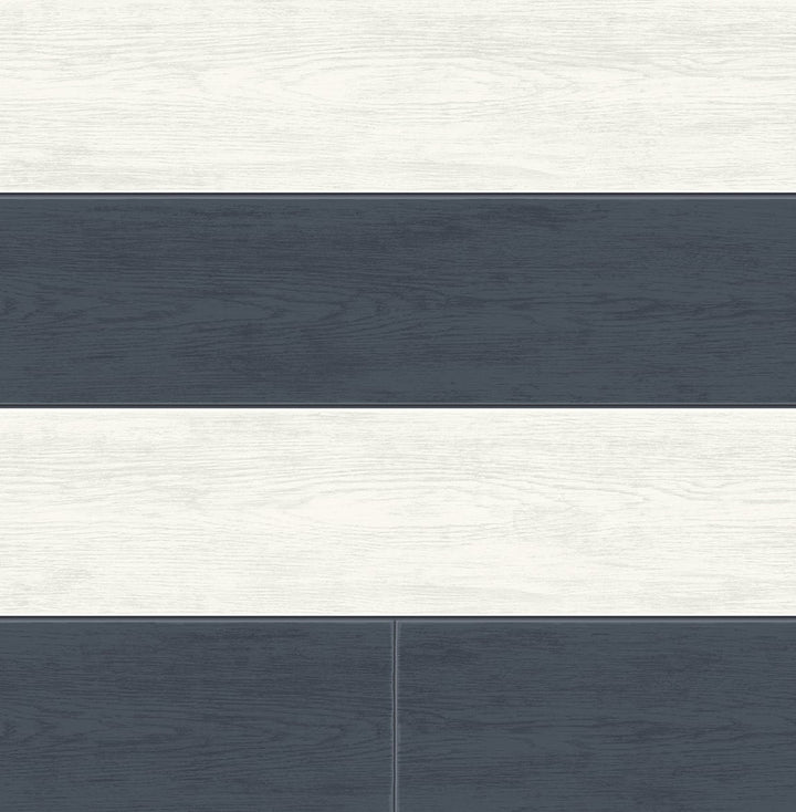 Two Toned Shiplap Navy Blue by Seabrook Wallpaper NextWall Peel & Stick United States 30.75 20.87" 20.5" - Fabric Carolina -
