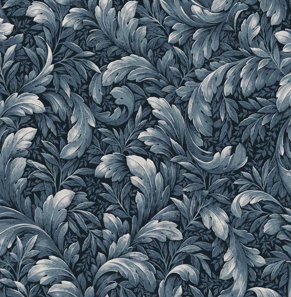 Acanthus Trail Navy Blue by Seabrook Wallpaper NextWall Peel & Stick United States 30.75 20.87" 20.5" - Fabric Carolina -