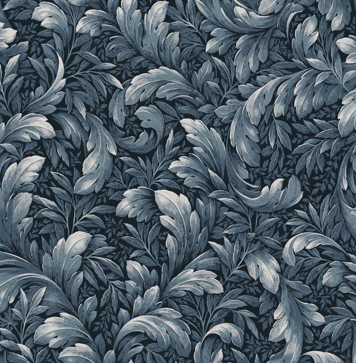 Acanthus Trail Navy Blue by Seabrook Wallpaper NextWall Peel & Stick United States 30.75 20.87" 20.5" - Fabric Carolina -