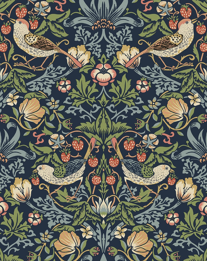 Aves Garden Midnight Blue by Seabrook Wallpaper NextWall Peel & Stick United States 30.75 25.2" 20.5" - Fabric Carolina -