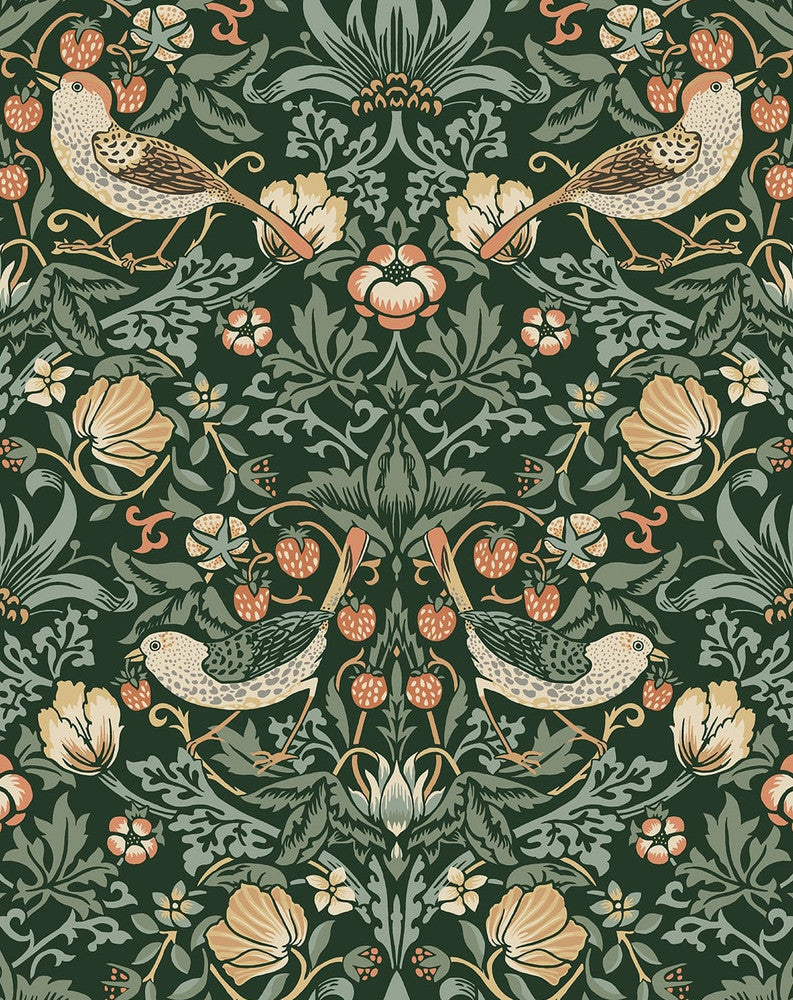 Aves Garden Forest Green by Seabrook Wallpaper NextWall Peel & Stick United States 30.75 25.2" 20.5" - Fabric Carolina -