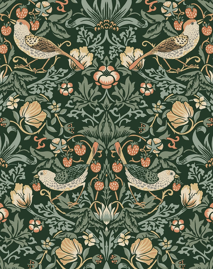 Aves Garden Forest Green by Seabrook Wallpaper NextWall Peel & Stick United States 30.75 25.2" 20.5" - Fabric Carolina -