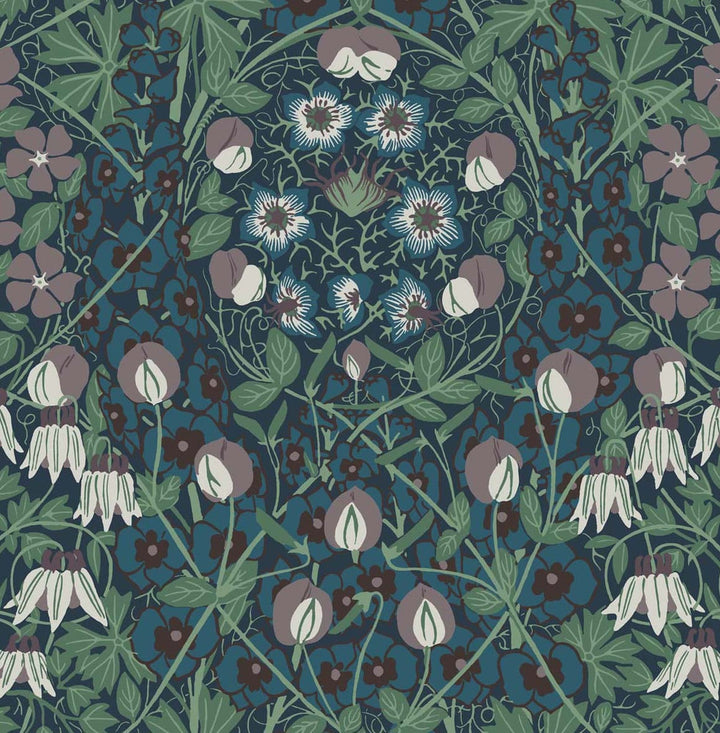 Tulip Garden Deep Ocean & Purple Haze by Seabrook Wallpaper NextWall Peel & Stick United States 30.75 20.87" 20.5" - Fabric Carolina -