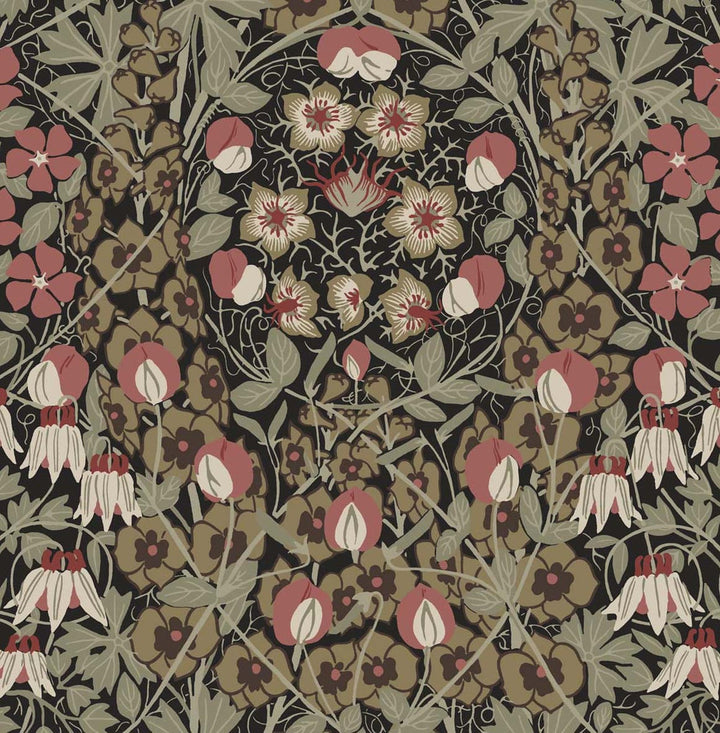 Tulip Garden Ebony & Red Clay by Seabrook Wallpaper NextWall Peel & Stick United States 30.75 20.87" 20.5" - Fabric Carolina -