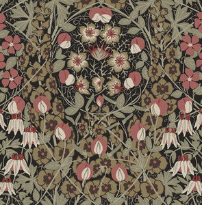 Tulip Garden Ebony & Red Clay by Seabrook Wallpaper