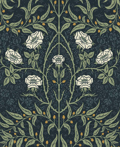 Stenciled Floral Navy & Sage by Seabrook Wallpaper